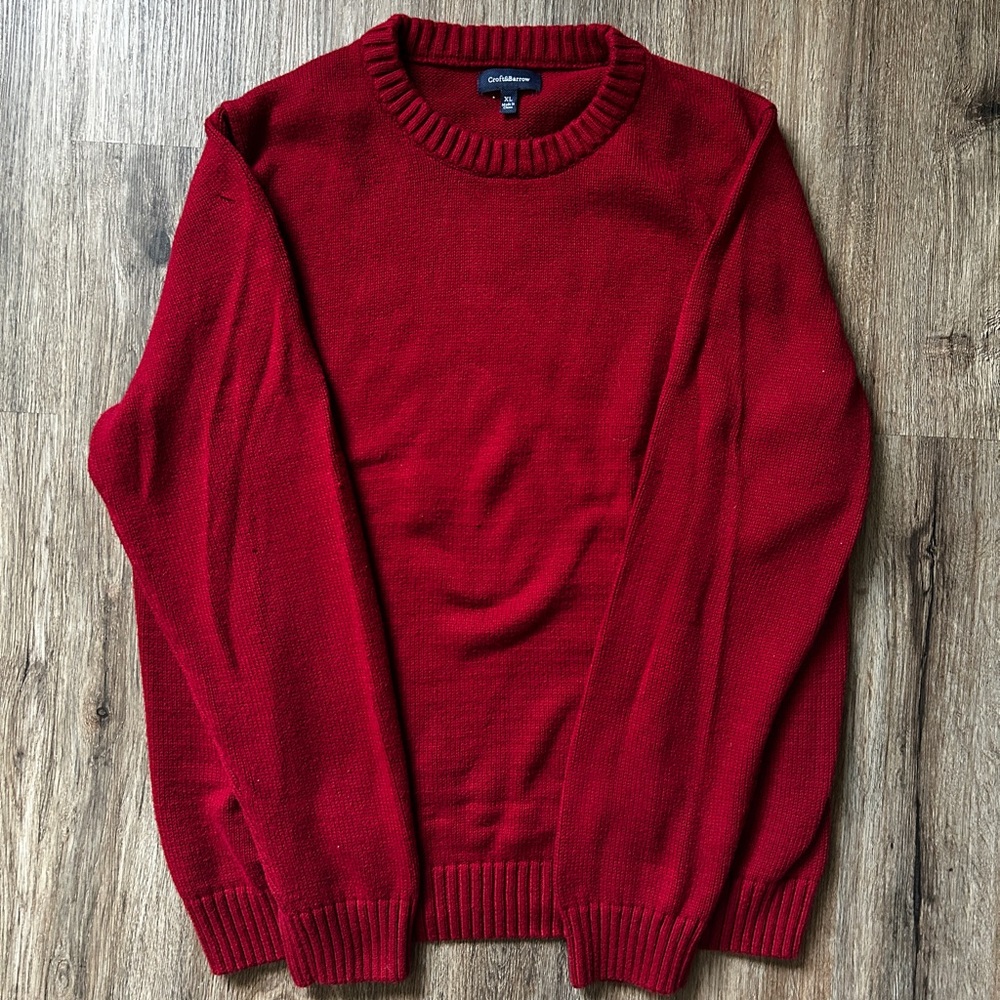 Croft & Borrow Men's Red Crewneck Sweater